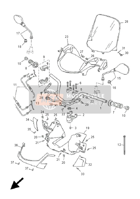 Yamaha YP250R X-MAX 250 2005 Steering Handle & Cable for a 2005 Yamaha YP250R X-MAX 250